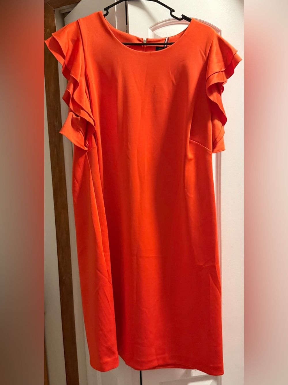 Tommy Hilfiger Orange Ruffle Sleeve Midi Dress